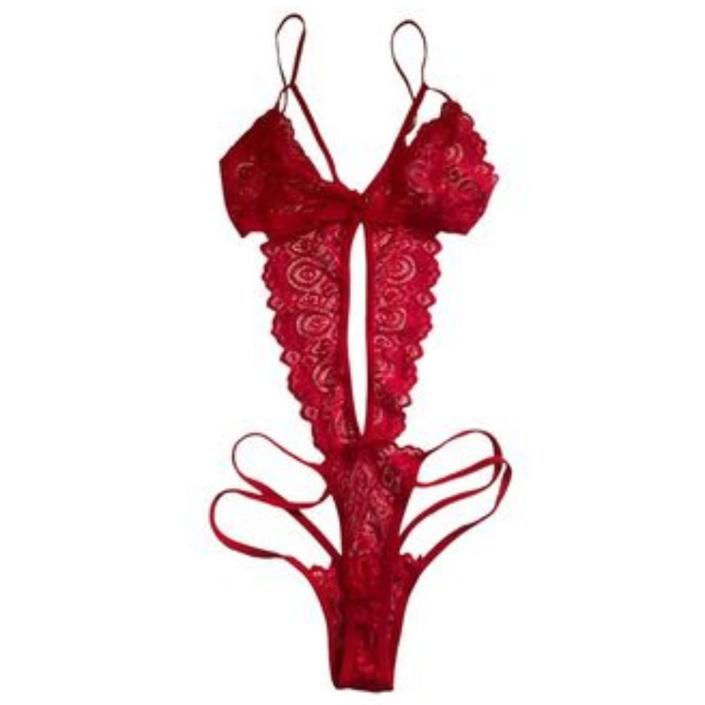 RED SEXY ONE PIECE LACE LINGERIE BODYSUIT